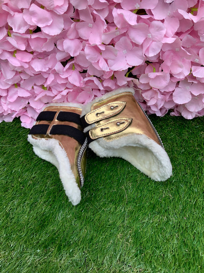 Gold blingy fleeced lined tendon and fetlock boots