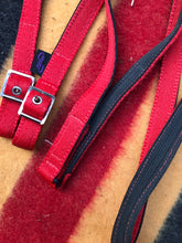 libby’s red material rubber grip reins full/xfull size FREE POSTAGE