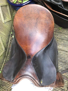 Brown two tone WH saddle, leather, 18" seat, 8" d2d FREE POSTAGE 🔵